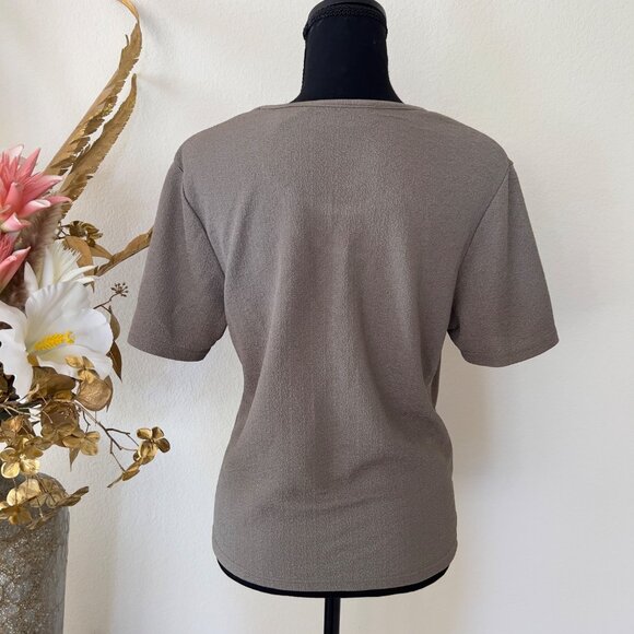 Olive Green Vintage Office Work Minimalist Top - Picture 2 of 6